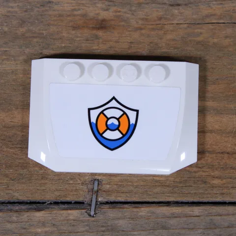 LEGO City White Wedge 4x6x2/3 Triple Curved Coast Guard Logo Sticker 52031pb153