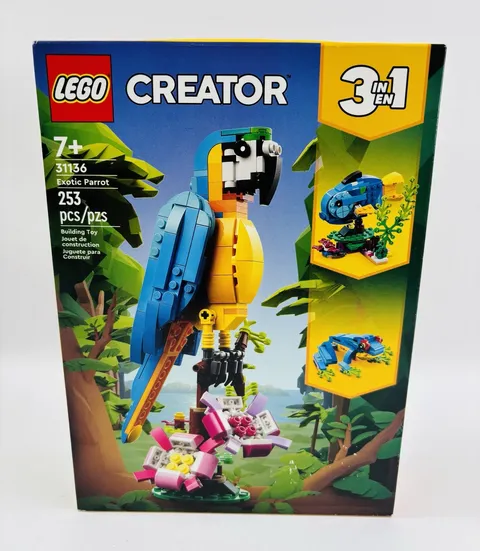 LEGO Creator 3 in 1 Exotic Parrot 31136 Building Toy Set New Sealed 253 Pcs