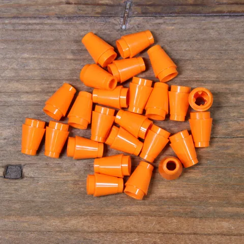LEGO 59900 Orange Cone 1 x 1 with Top Groove 4589b Qty 25