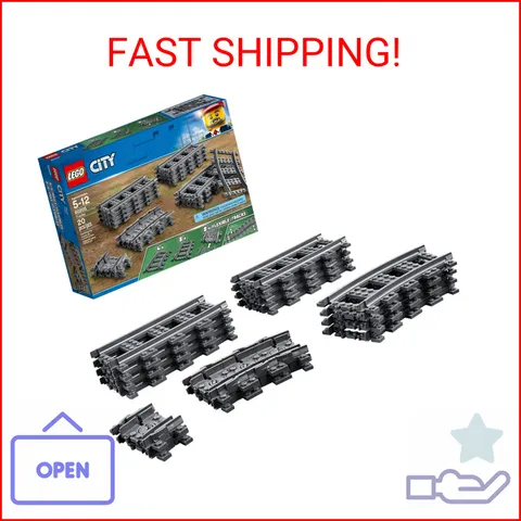 LEGO City Tracks - Train Track Expansion Set - Additional 20 Pieces Compatible w