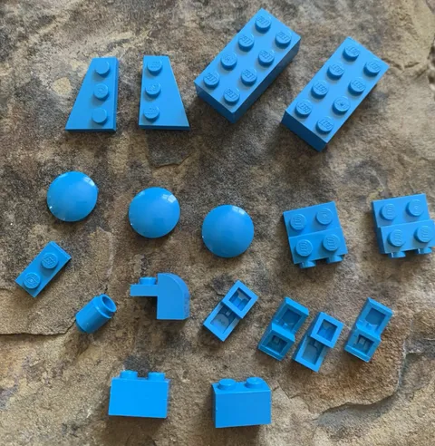 Lego Dark Azure Blue Piece Lot. Used