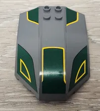 Lego x224pb026 Windscreen 8 x 6 x 2 Curved Sloped Sides Yellow Lines Dark Green