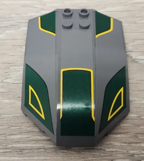 Lego x224pb026 Windscreen 8 x 6 x 2 Curved Sloped Sides Yellow Lines Dark Green