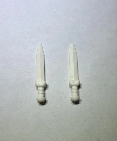 Lego Lot Of 2 Mini Short Swords Sword Weapon Castle Knight White New