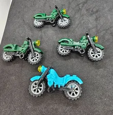Lego Dark Green Motorcycle with Black Chassis and Gray Wheels LOT - Jurassic
