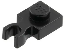 LEGO 100x Black Plate, Modified 1 x 1 with U Clip inv.604