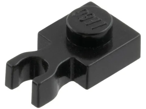 LEGO 100x Black Plate, Modified 1 x 1 with U Clip inv.604