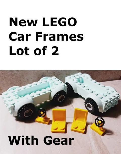 New LEGO Car Chassis Frame Lot of 2 BUILD Blue Car with gear Stocking Stuffer