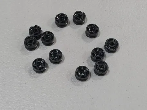 Lego Qty 12 - Black - 50944 Wheel 11mm D. x 6mm with 5 Spokes - NEW