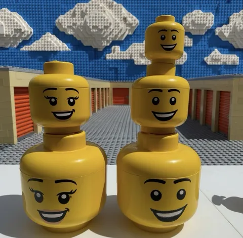 LEGO YELLOW HEAD STORAGE CONTAINERS SET OF 3 LARGE SMALL MINI STACKABLE