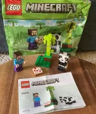 LEGO Minecraft Steve and Baby Panda 30672 Polybag 35 pcs Pre-Owned Open COMPLETE