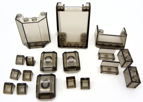 Lot Of 18X Trans-Clear Dark Black LEGO Parts Bricks Windshield 1X1 Slopes