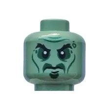 LEGO - Minifig, Head w/ Black Eyebrows, Cheek Lines and Sunken Eyes Pattern