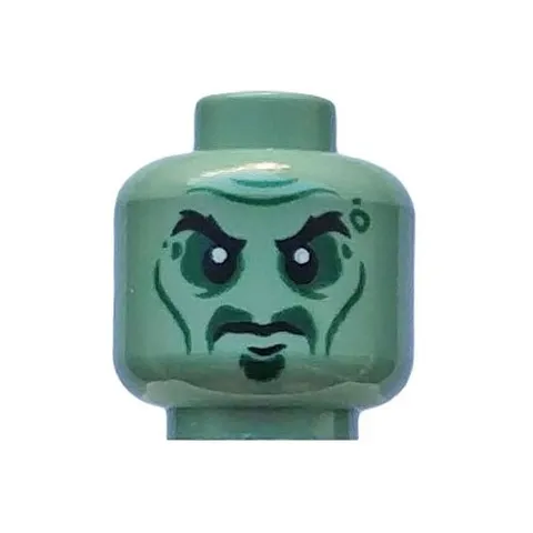 LEGO - Minifig, Head w/ Black Eyebrows, Cheek Lines and Sunken Eyes Pattern