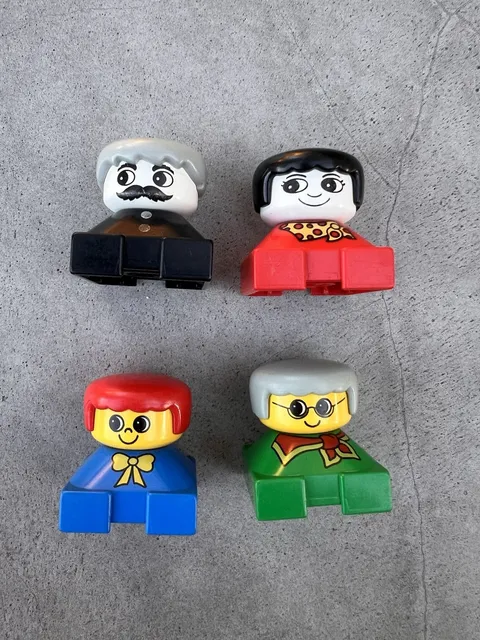 Vintage LEGO DUPLO Figure Lot 4 Grandpa Grandma Boy Girl 1990s Town People
