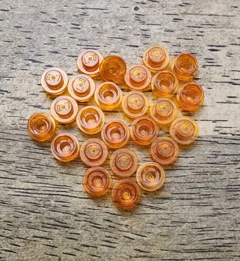 LEGO Trans-Orange Plate, Round 1 x 1. QTY 25. Part No. 4073.