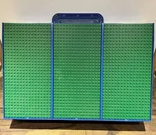 Vintage 1989 Lego Carry Case 3 Section Divided Blue W/ Green Covers & Handle VTG