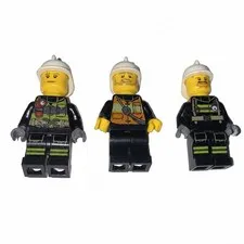 LEGO City Firefighter Minifigures Lot of 3 Helmets Air Tanks Accessories Firemen