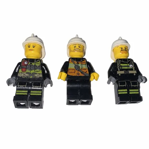 LEGO City Firefighter Minifigures Lot of 3 Helmets Air Tanks Accessories Firemen