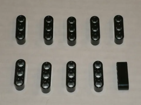 LEGO NEW Black Beam 3 (10x) 4142822 Brick 32523