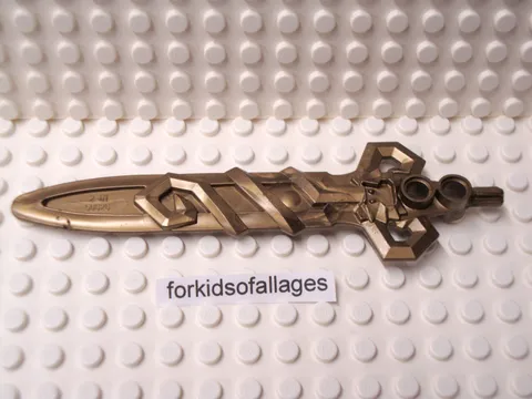 LEGO Knights Kingdom Large Figure Sword Flat Dark Gold Part 50626 Rascus Weapon