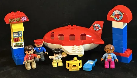 LEGO Duplo Lot With Airplane On Wheels  Cash Station  Figures  Camera Cell Phone