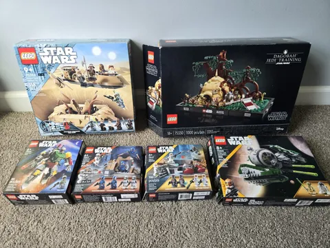 Lot Of 6 EMPTY Star Wars Lego Boxes 75330, 75360, 75396, 75449, 75369, & 75373