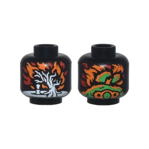 LEGO - Minifig, Head White Tree in Flames / Hobbit Hill in Flames Pattern