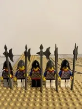 Lego Vintage Castle 5 Mini Figures Knights Helmets With Accessories