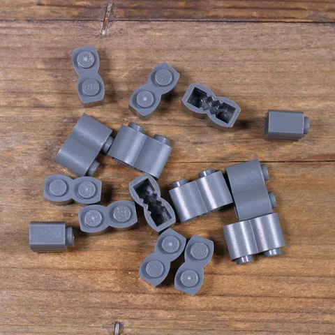 LEGO Dark Bluish Gray Brick Modified 1x2 with Log Profile Part No. 30136 Qty 15