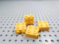 LEGO Lot of 4 Bright Yellow Orange 1x2x2 Wall Bricks w/ 4 Side Studs AY