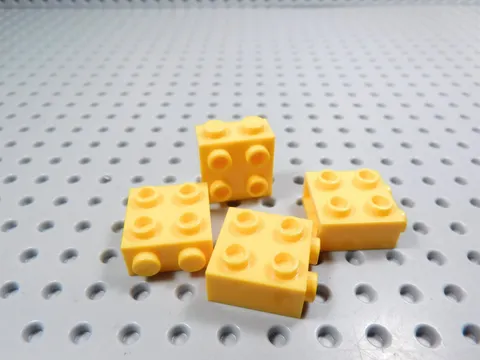 LEGO Lot of 4 Bright Yellow Orange 1x2x2 Wall Bricks w/ 4 Side Studs AY