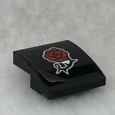 LEGO 15068pb375 Black Slope, Curved 2 x 2 x 2/3 W/ Red Rose Pattern (Sticker)