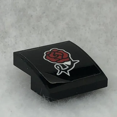 LEGO 15068pb375 Black Slope, Curved 2 x 2 x 2/3 W/ Red Rose Pattern (Sticker)