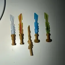 NEW Lego Ninjago Minifig 4 ELEMENTAL BLADES & DRAGON SWORD - Ninja Weapons 70505