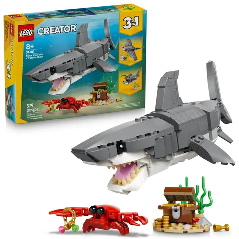 LEGO Creator Fierce Shark with a Treasure Chest Building Toy for Boys & Girls