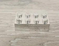 Lego 3001 3556 15589 Chrome Metallic Silver Brick 2 x 4 25th Anniversary READ