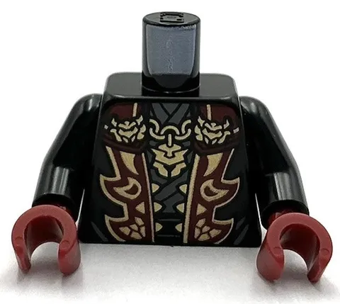 Lego New Minifig Black Torso Robe w/ Dark Red Lapels Gold Pendant Brooches Part