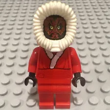 LEGO Minifigure Red Outfit w/ Hood, White Fur Trim, Black Hands & Face Print