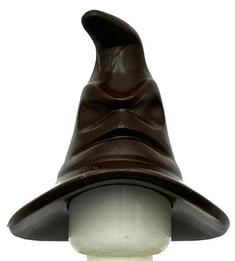 Lego New Dark Brown Minifigure Headgear Hat Wizard / Witch with Face Part