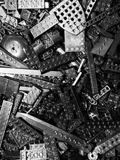 LEGO Black Bulk +200pc Mixed Bricks and Pieces CLEAN