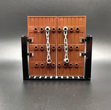 Lego Stockade Doors with Hinge Bricks Base Plate Accessories SeePic 1x5 x8.5 New