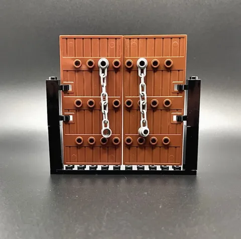 Lego Stockade Doors with Hinge Bricks Base Plate Accessories SeePic 1x5 x8.5 New