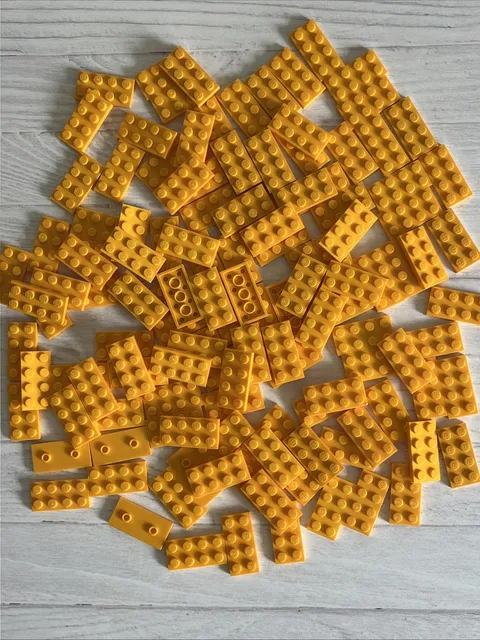 LEGO BRIGHT LIGHT ORANGE LOT 128 PCS 2X4 PLATE VARIETY BUILDING PIECES