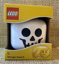 2019 LEGO Storage Head Small White Skeleton Skull Halloween Decor 6"x7.5"