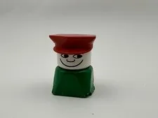 Vintage Lego Duplo 2x2x2 Male Figure Green Pants Red hat