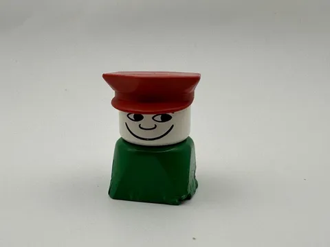 Vintage Lego Duplo 2x2x2 Male Figure Green Pants Red hat