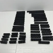 Lego Technic Bricks W/Holes -Black 1x4, 1x6, 1x8, 1x10, 1x12, 1x14 & 1x16 Lot 47