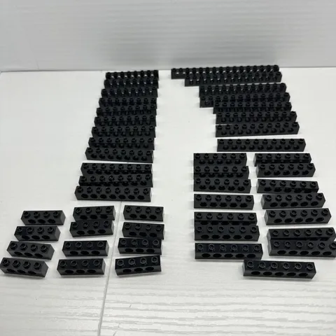 Lego Technic Bricks W/Holes -Black 1x4, 1x6, 1x8, 1x10, 1x12, 1x14 & 1x16 Lot 47