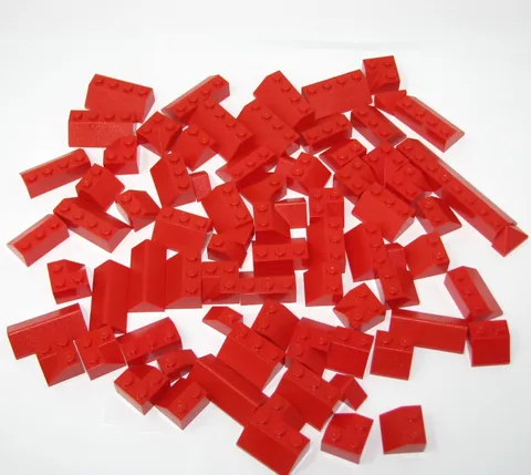 LEGO BULK LOT OF 75+ RED ROOF SLOPES 45° 2X1 2X2 2X4